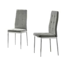 Furniturebox Paloma 2x Grey Fabric Silver Legs Dining Chair