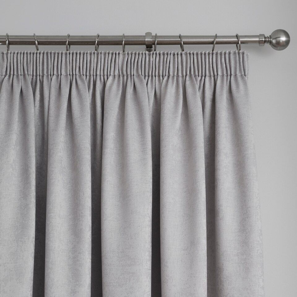 image 1 of Fusion Galaxy Pencil Pleat Curtains Silver