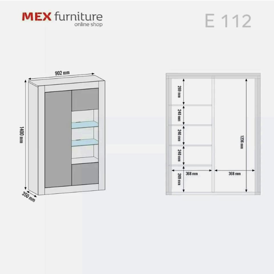 image 1 of Black Display Cabinet 93cm Gloss Doors Free LED Modern Storage Unit | Black