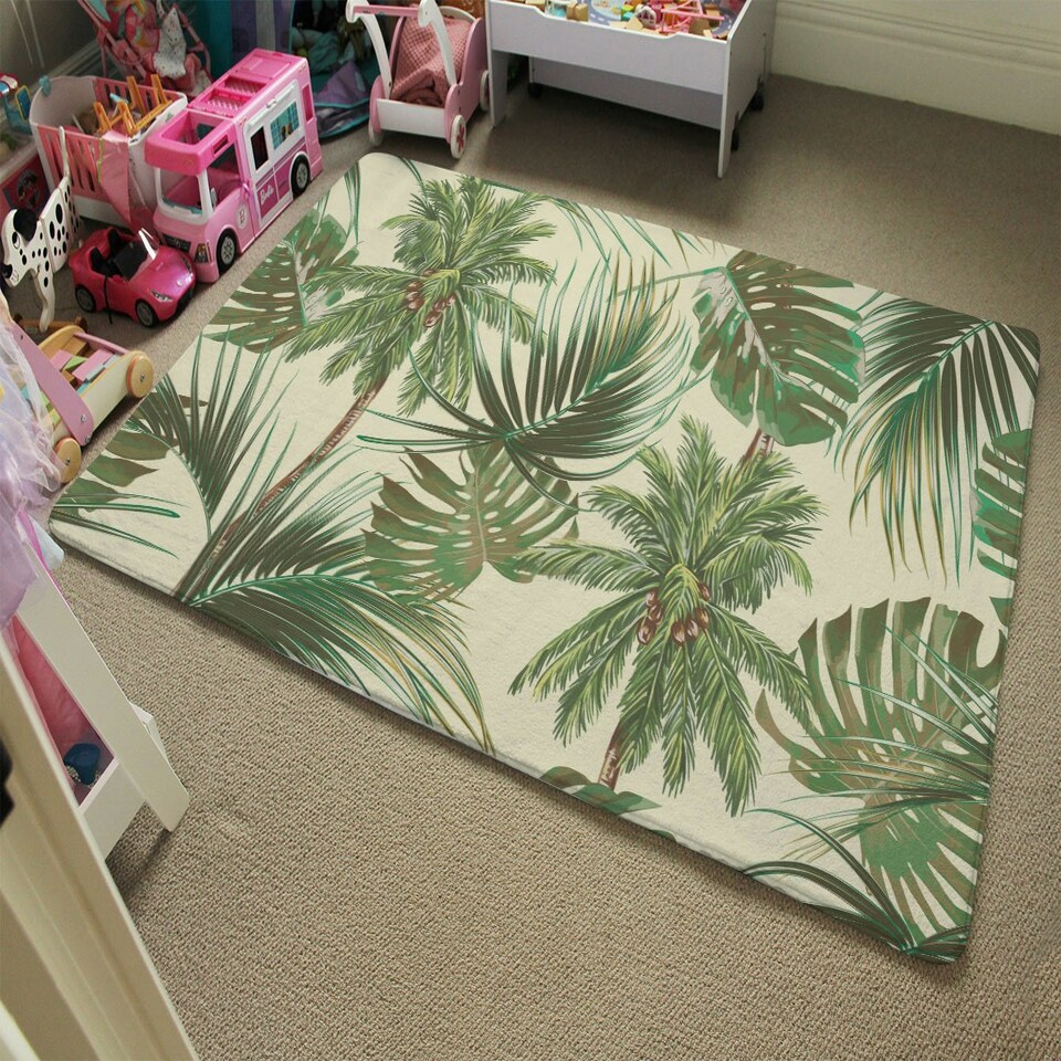 image 1 of Tropical Leaves on Yellow (Rug) Yellow | Small: 60x110cm
