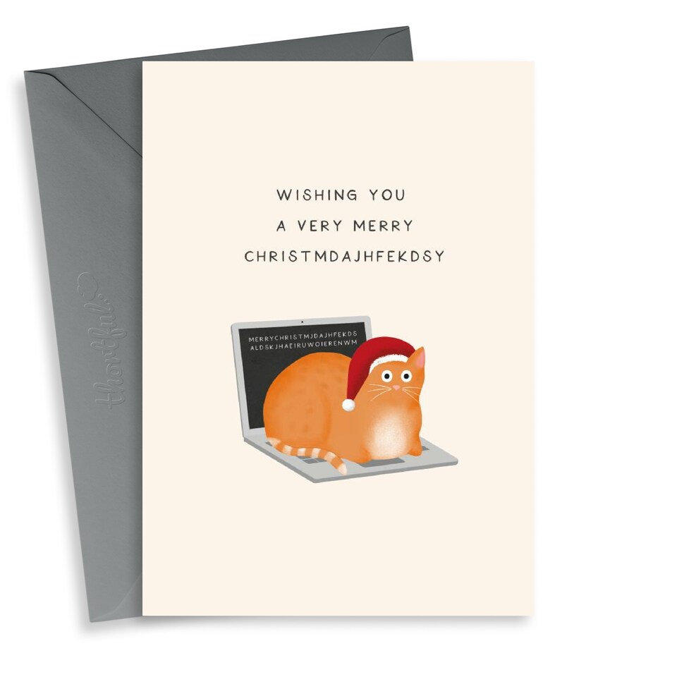 image 1 of Funny Cat On Laptop Christmas Card