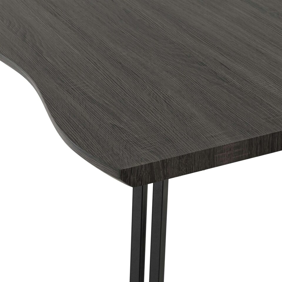 image 1 of Quebec Wave Edge Medium Dining Table Set with 4 Chairs Black | Black Wood Grain/Grey