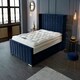 image 3 of Meriso Plush Blue Super King Bed Frame - Blue