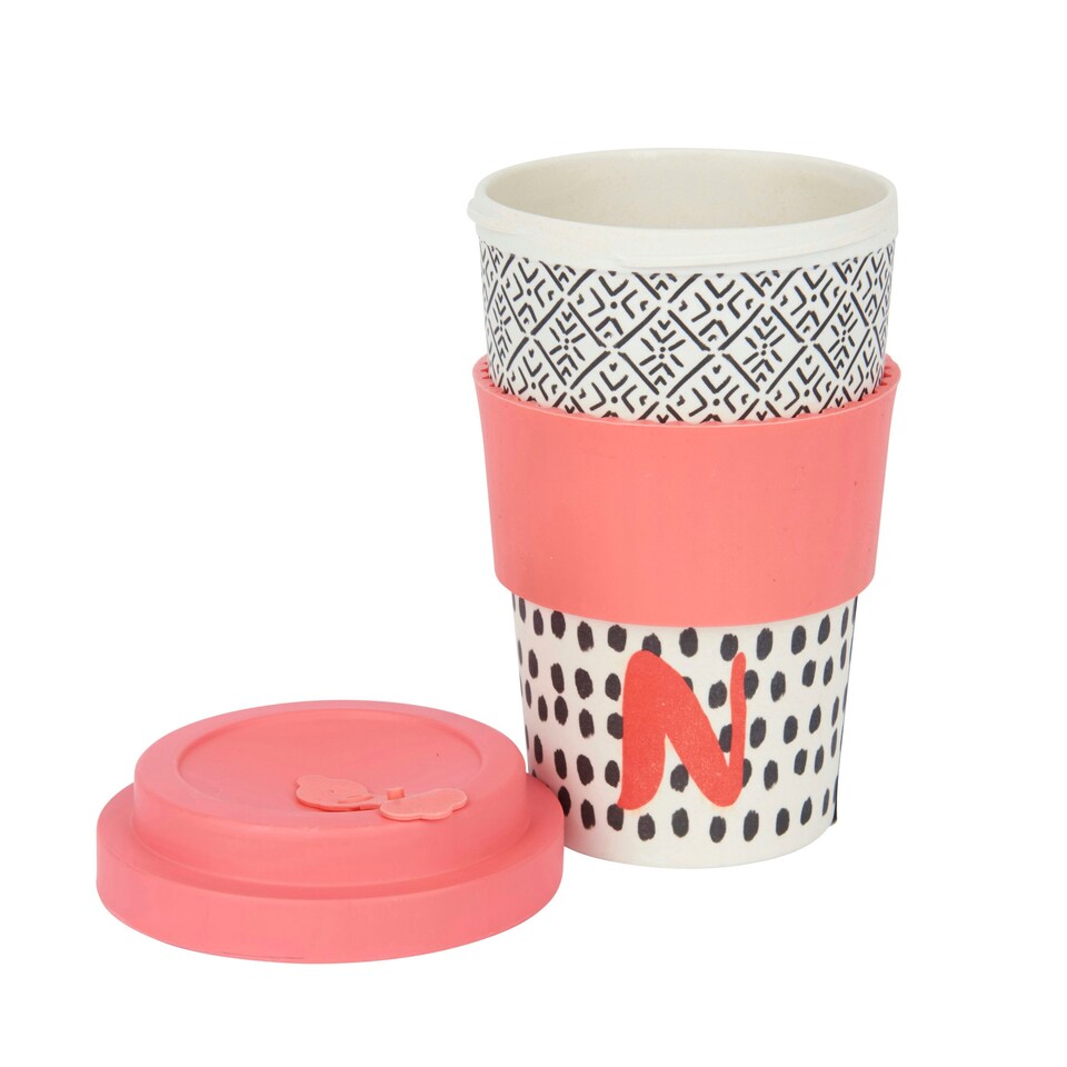image 1 of KitchenCraft 410ml Bamboo A to Z Letter "N" Reuseable Mug Multi