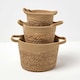 image 7 of Homescapes Set of 3 Woven Storage Baskets, Natural Grass and Rope Cream