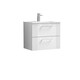 image 1 of Retro 2 Drawer Wall Hung Vanity Unit with Minimalist 1 Tap Hole Ceramic Basin - 600mm - Satin White - Balterley White