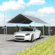 image 7 of Outsunny 2-Rooms Outdoor Carport Galvanized Steel Frame UV Resist