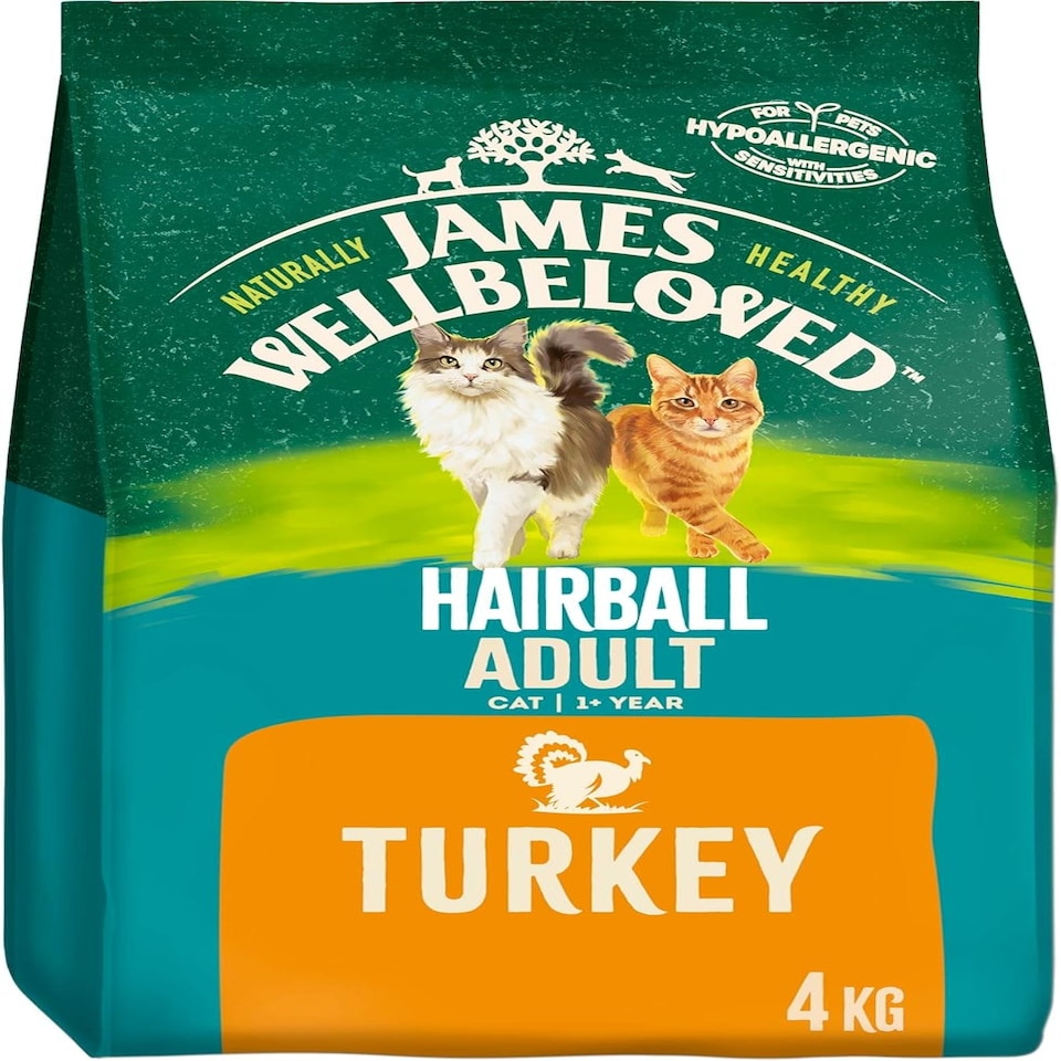 James Wellbeloved Adult Cat Hairball Turkey and Rice 4kg