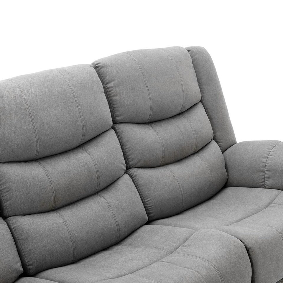 image 1 of Seattle Manual Fabric Recliner 3 Seater Sofa (Grey)