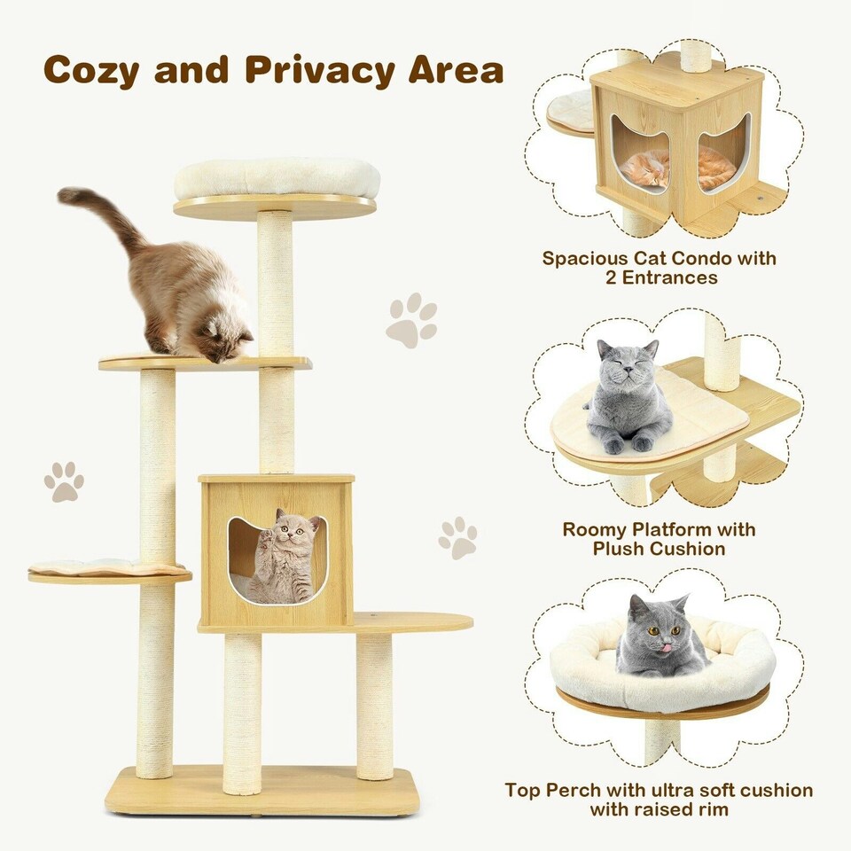 image 1 of COSTWAY 4 Levels Cat Tree Tower Cat Climbing Activity Center