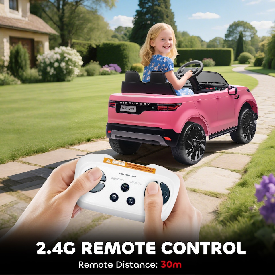 image 1 of AIYAPLAY Land Rover Discovery Licensed 12V Kids Electric Car w/ Remote Pink