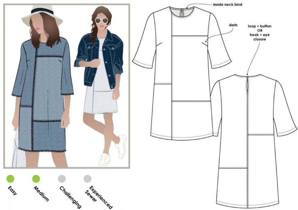 image 1 of Style Arc Jema Panel Shift Dress Paper Sewing Pattern – Women’s Dress, UK Sizes 18–30, Intermediate