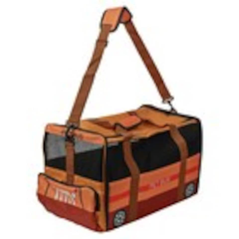 image 1 of Pet Carrier Bag Soft Polyester Kids Bus Themed Small Dog Cat Travel Carry Case | Multi | Orange Pet Bus | 1