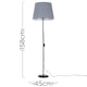 image 4 of ValueLights Charlie Black Floor Lamp Grey Taper Shade and Bulb
