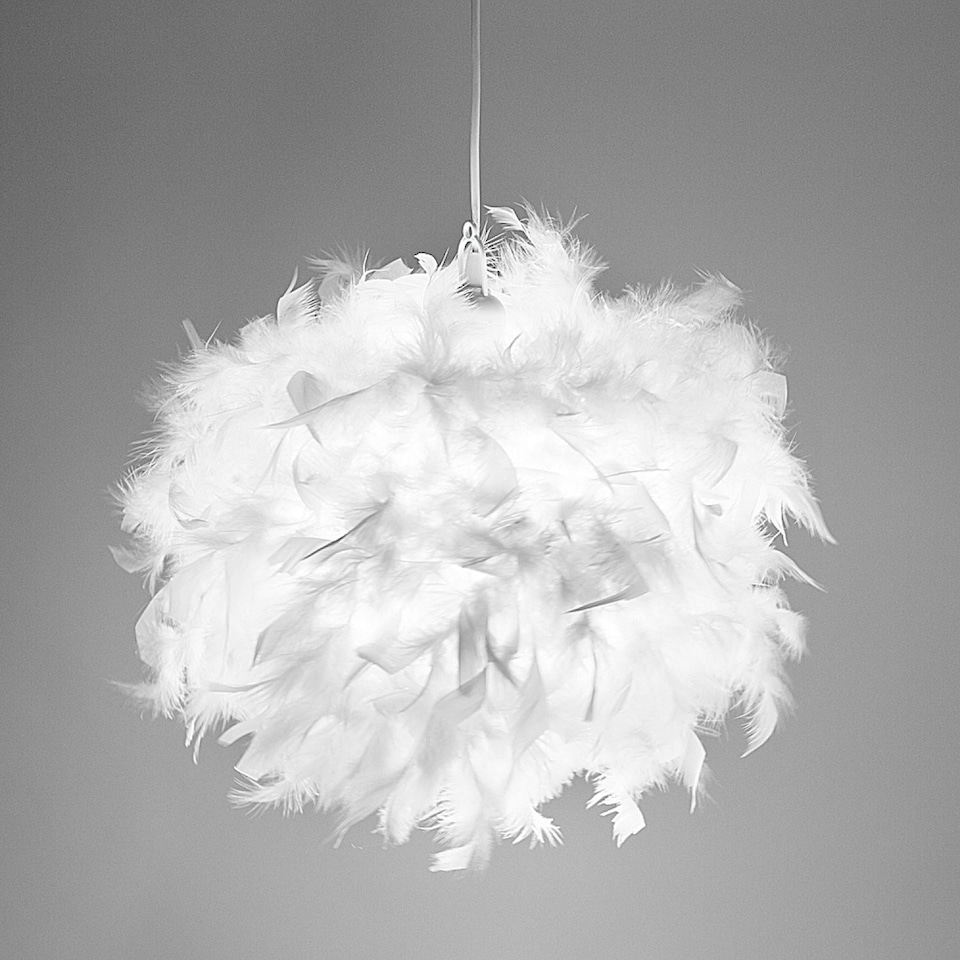image 1 of Eye-Catching and Designer Small White Feather Decorated Pendant Lighting Shade | White | White | 1