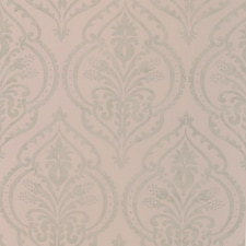 Sample of Moroccan Damask Wallpaper in Blush and Silver Multi