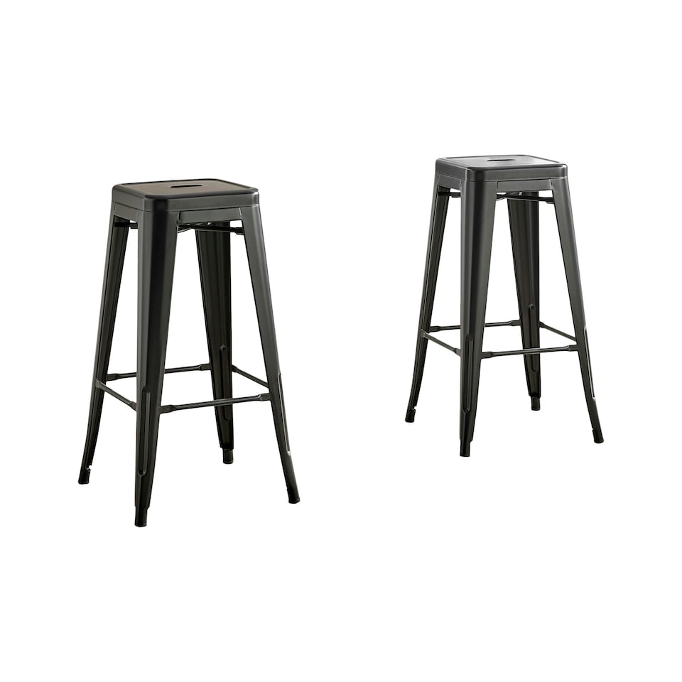 image 1 of Furniturebox 2x Colton 'Tolix' Style Black Metal Bar Stools