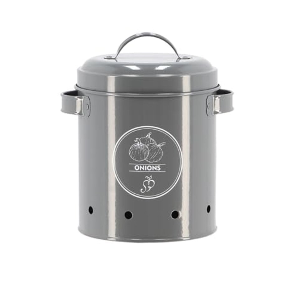 image 1 of Anthracite Onion Storage Tin Box Grey