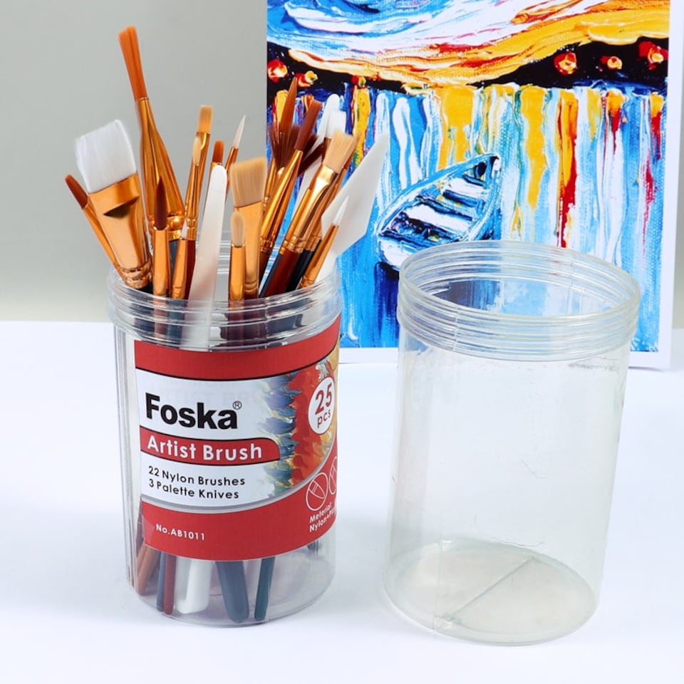 image 1 of Drum of 25 Assorted Artist Brush Set