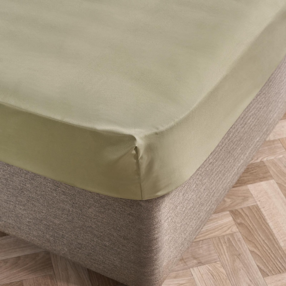 image 1 of OHS Ultra Soft Microfibre Plain Fitted Bed Sheet | Green | Sage | Double