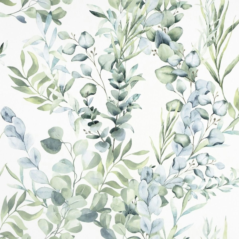 image 1 of Arthouse Tranquil Leaf Vinyl Textured Wallpaper - Green/White - 10m x 53cm Green