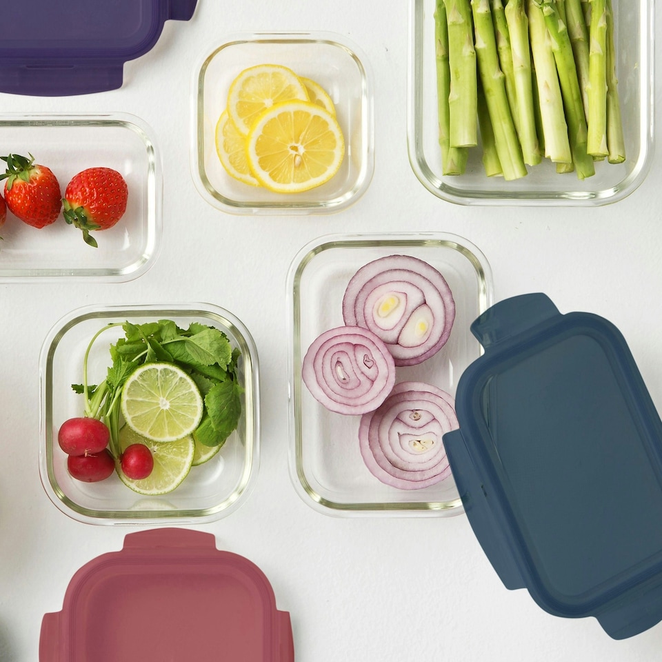 image 1 of LocknLock Ovenglass Square Food Containers with Lids, 5 x 500ml