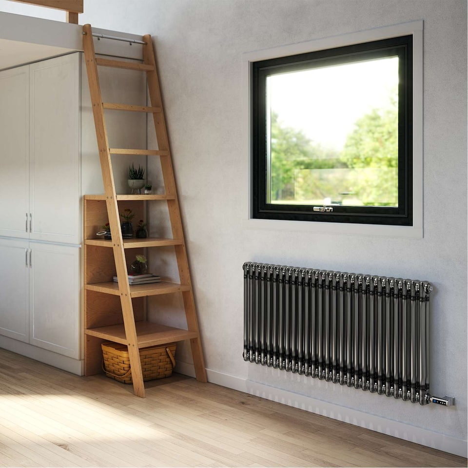 image 1 of Alpha - Raw Metal Column Electric Radiator H600mm x W1164mm 2 Column 1200w Thermostatic WIFI