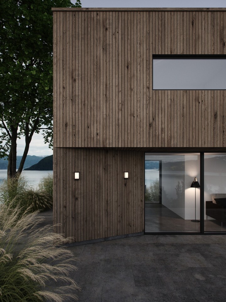 image 1 of Nordlux Nestor Outdoor Wall Light Black Aluminium Sensor Intergrated LED  Weatherproof - Mains Powered, IP44 | Black | Black