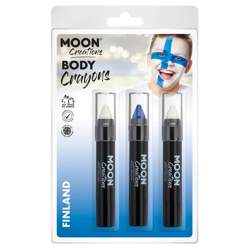 image 1 of Moon Creations Logo Body Crayons - White/Blue/White - One Size
