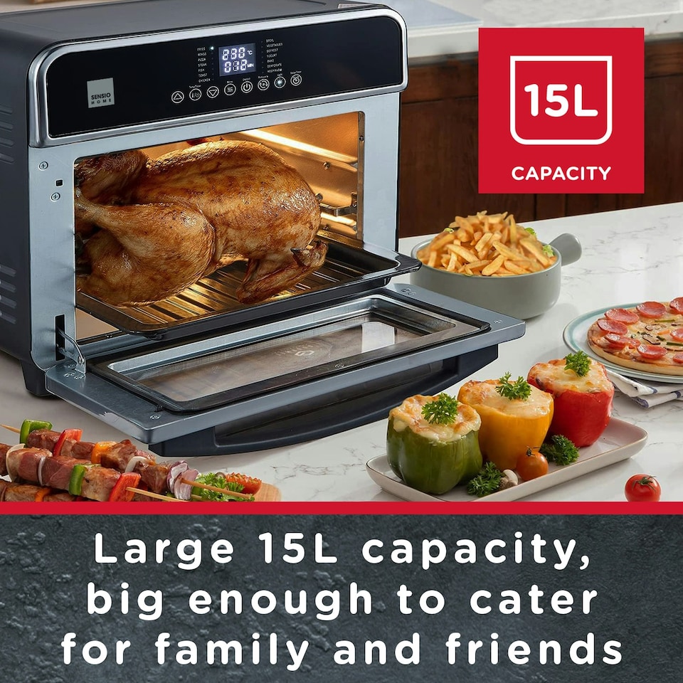 image 1 of Sensio Home 15L Air Fryer Oven, Dehydrator, Rotisserie, Bake, Defrost, 14 Presets, Accessory Set 1600W
