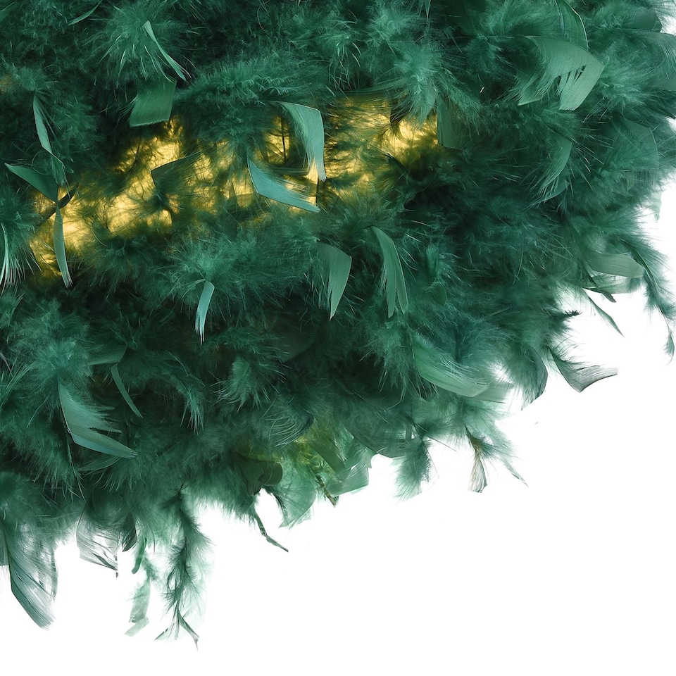 image 1 of Contemporary and Unique Large Green Real Feather Decorated Pendant Light Shade | Green | Forest Green | 1