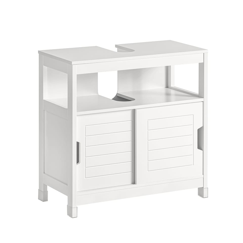 image 1 of SoBuy FRG128-W,Under Sink Bathroom Cabinet with Double Sliding Doors