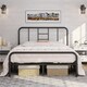 image 1 of Yaheetech Romantic 5ft King Metal-Framed Bed with High Headboard Black