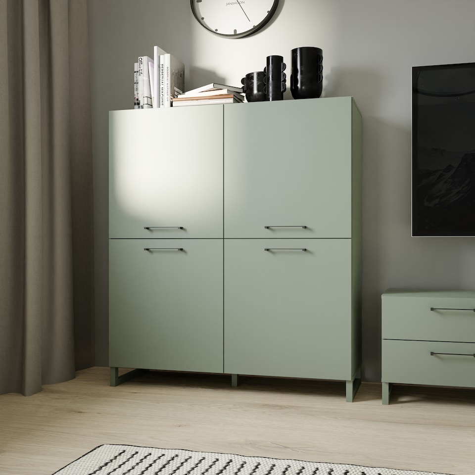 image 1 of Sali 4 Door Highboard in Sage Green