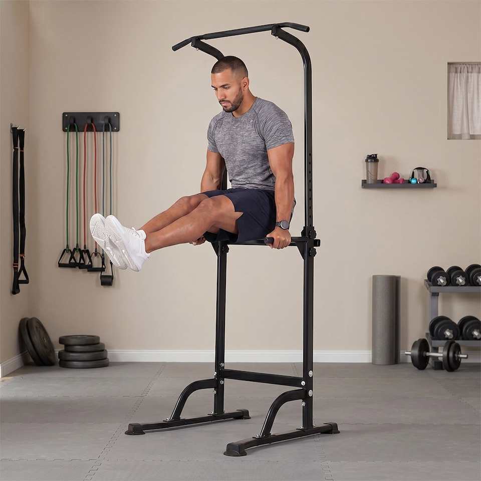 image 1 of Centra Pull Up Station, 9-Height Adjustable, 150kg Carbon Steel, Black