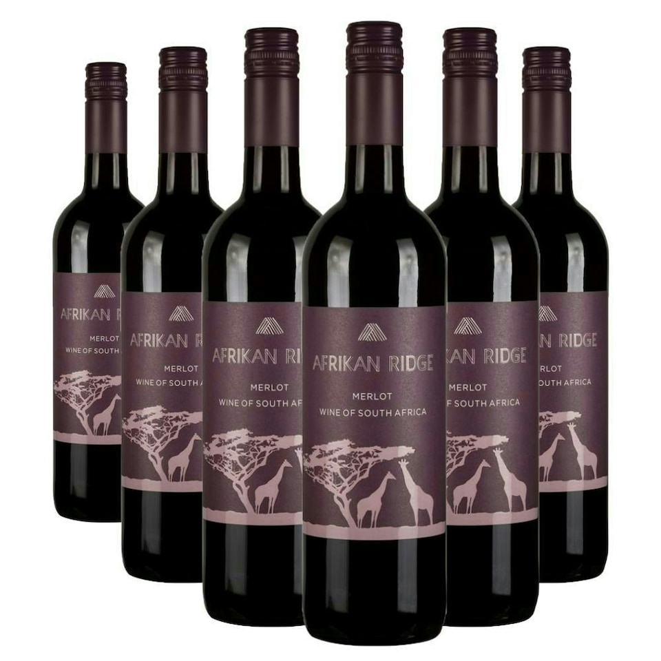 Case of 6 Afrikan Ridge Merlot 75cl Red Wine
