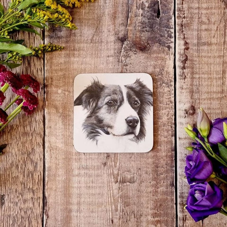 image 1 of Lucy's Farm Narla the Collie Melamine Coaster
