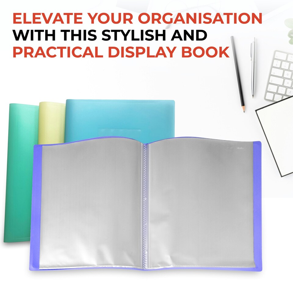 image 1 of A4 Pastel Yellow Coloured Flexicover 20 Pocket Display Book with Card Pocket