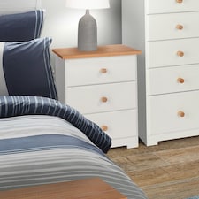 Colorado 3 Drawer Bedside Cabinet - Affordable Modern White & Oak Style | White | Soft White | One Size | 1