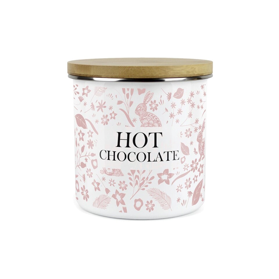 image 1 of Pink Wild Rabbits Large Hot Chocolate Canister