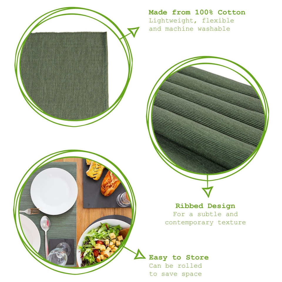 image 1 of Nicola Spring Cotton Fabric Placemats - Green - Pack of 6