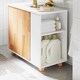 image 7 of SoBuy Bathroom Under Sink Cabinet with Siphon Cut-Out, 1 Door & 2 Open Shelves, White/Natural Wood, 23.2x11.4x23.6 in, 12.6 kg - BZR75-W