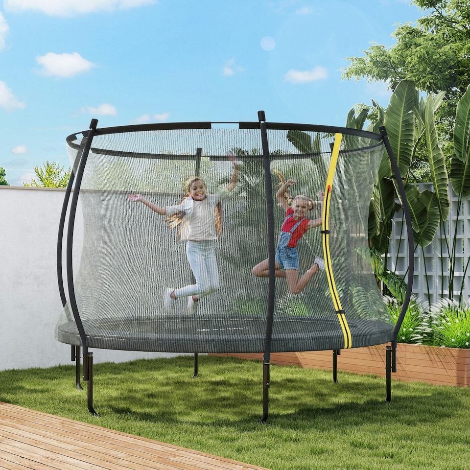 image 1 of SPORTNOW 10ft Trampoline with Enclosure Net and Spring Cover, Black