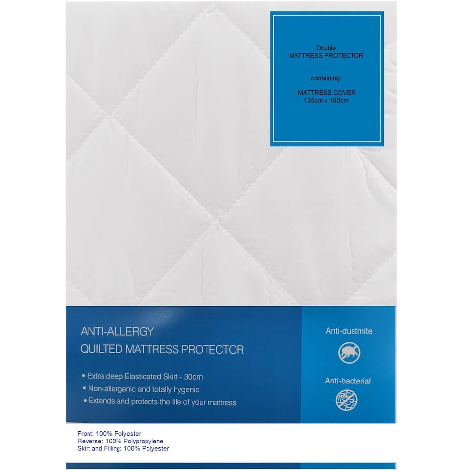 image 1 of Gr8 Home Double Extra Deep Anti Allergy Quilted Mattress Protector Fitted Bed Sheet Cover Topper