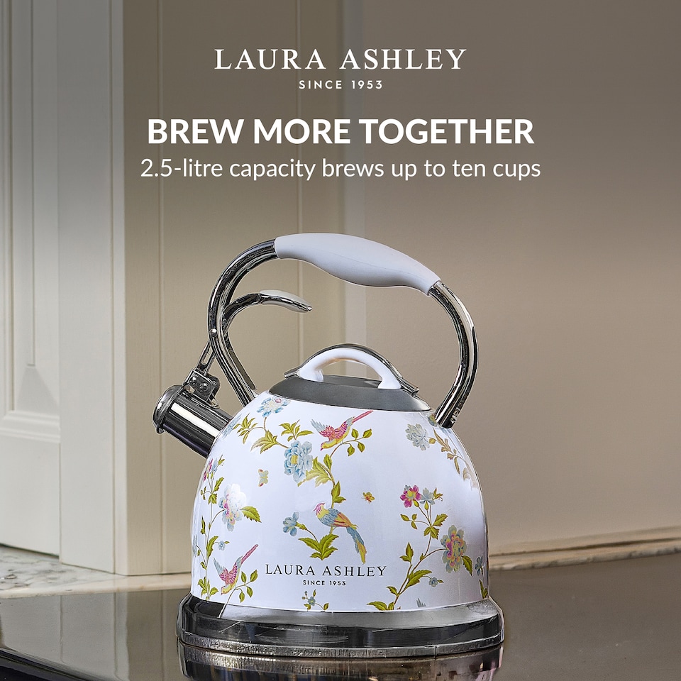 image 1 of Laura Ashley Elveden White 2.5L Stove Top Whistling Kettle