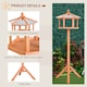 image 3 of PawHut Wooden Bird Table Free Standing Feeder Garden and Backyard Station