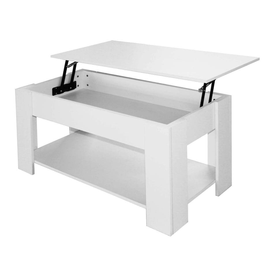 image 1 of White High Gloss Lift Top Storage Coffee Table White