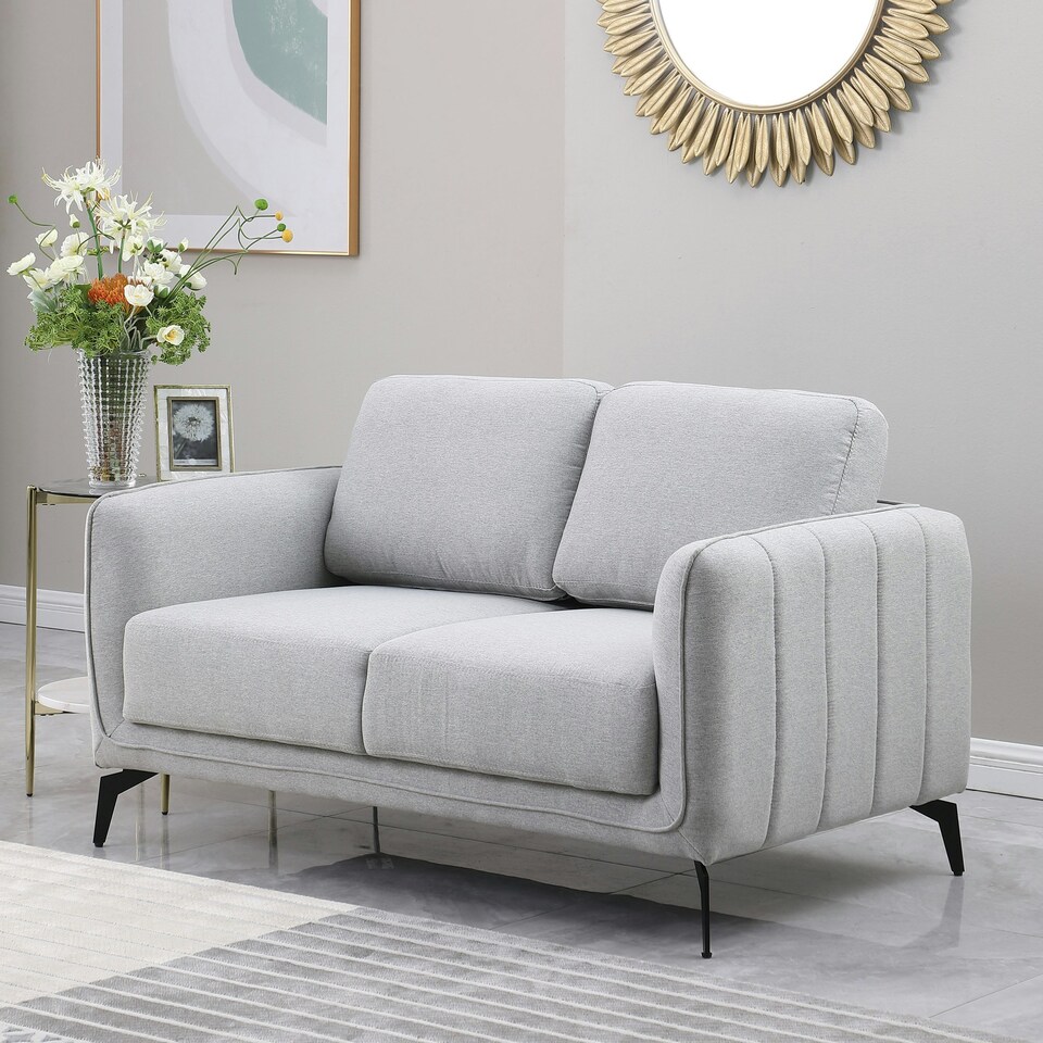 image 1 of Oslo Modern Scandi Style Fabric Living Room 2 Seater Sofa (Light Grey)