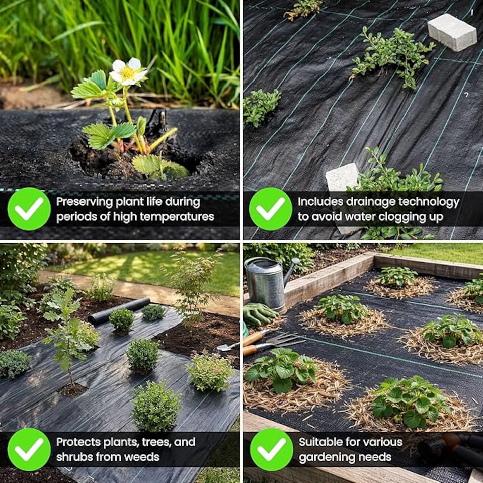 image 1 of Heavy Duty Weed Control Fabric - Landscape Membrane for Garden, Patios & Flower Beds