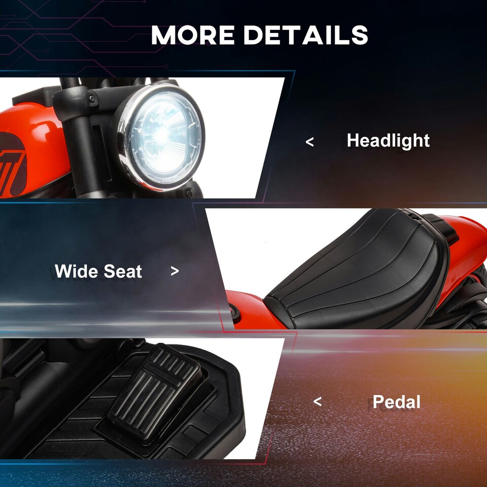 image 1 of HOMCOM 6V Electric Motorbike with Training Wheels, One-Button Start - Red